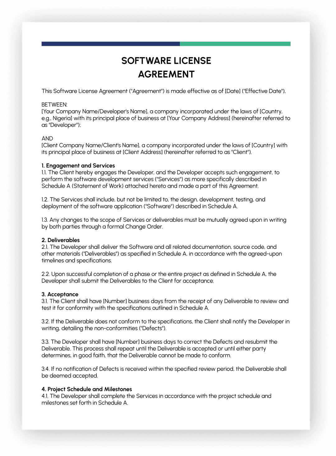 Software License Agreement preview